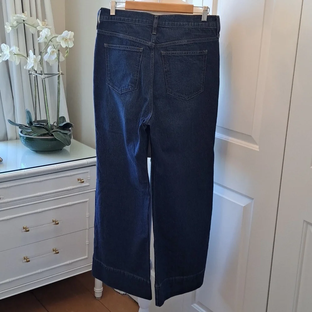 NWOT J.Crew Womens '96‎ Dark Stretch Wash Trouser Wide Leg High Rise Jeans 29P